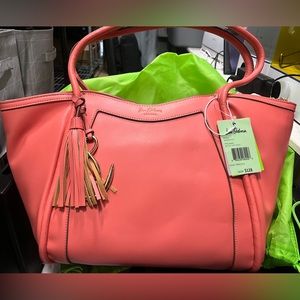 NWT Sam Edelman coral leather tote bag